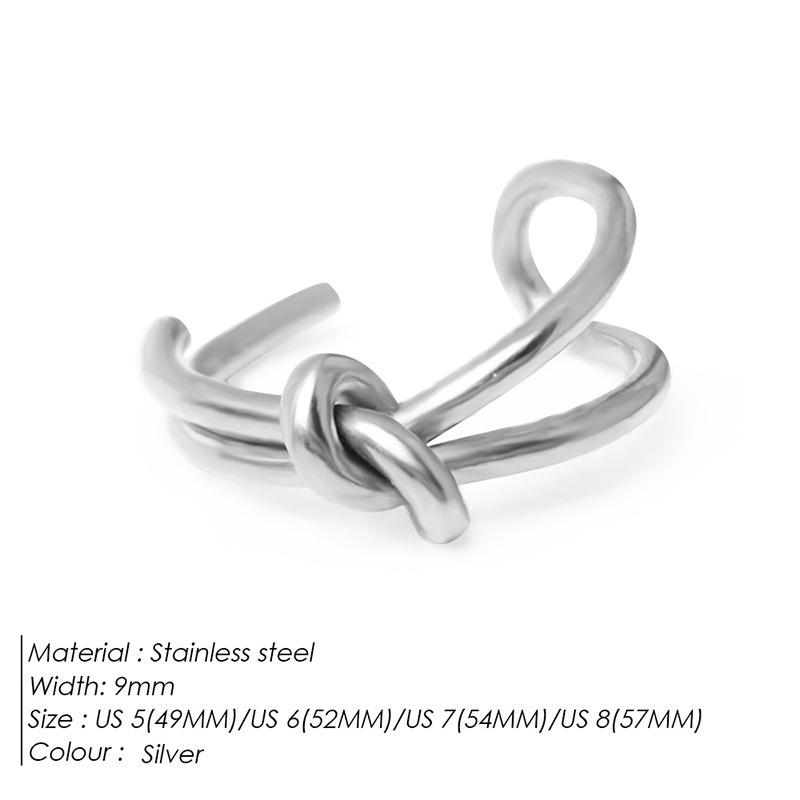 14K Gold European Style Adjustable Knotted Stainless Steel Ring