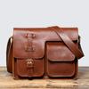 Retro Herren Leder Horizontale Umhängetasche Pflanzlich gegerbtes Leder Schräg übertragene Tasche Große Kapazität Rindsleder A4 Aktenordner Tasche