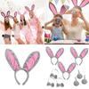 Easter Rabbit Headwear Rabbit Ears Headbands Bowtie Tail Set Rabbit Ears Costume Set Animal Hair Hoop for Easter Party