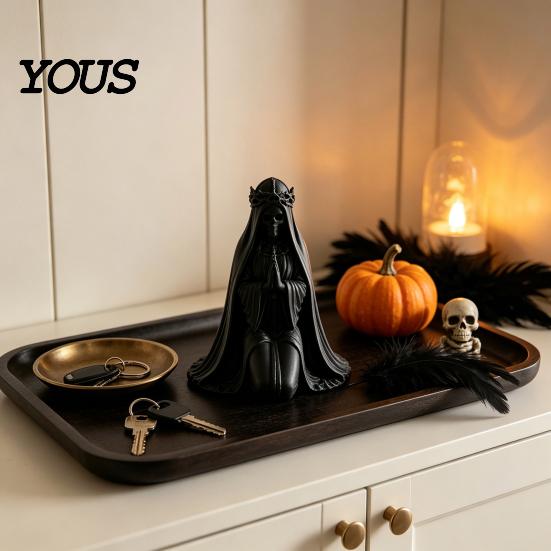 Mysteriöse Retro-Wohnaccessoires 3D-gedruckte kniende Skelett-Brautfigur, Gothic-Schädelstatue Kreatives Geschenk für Sie mit Schleier & Krone, Halloween