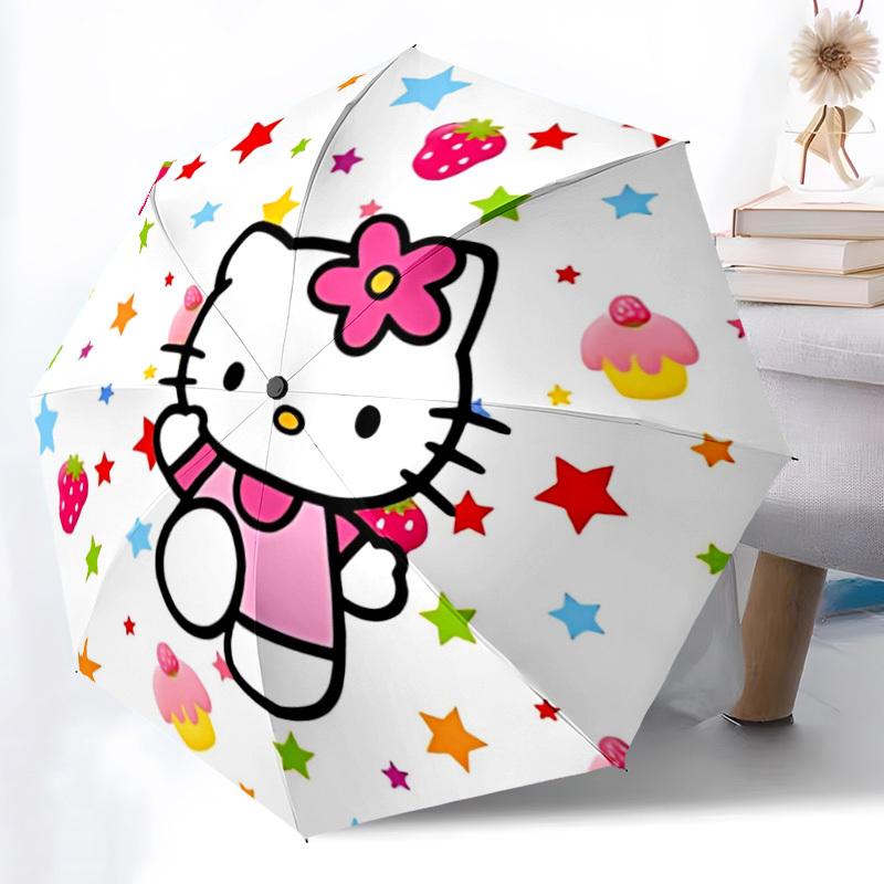 1pc Hello Kitty Auto Open/close Umbrella, Portable Travel Umbrella, Everyday Use - Outdoor Accessory, Artistic Pattern, Compact Design, Fashion Lovers