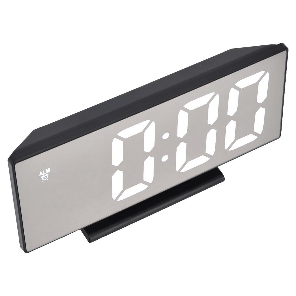Digital Alarm Clock LED Mirror Screen USB Charging Automatic Dimming Electronic Clock for Bedroom