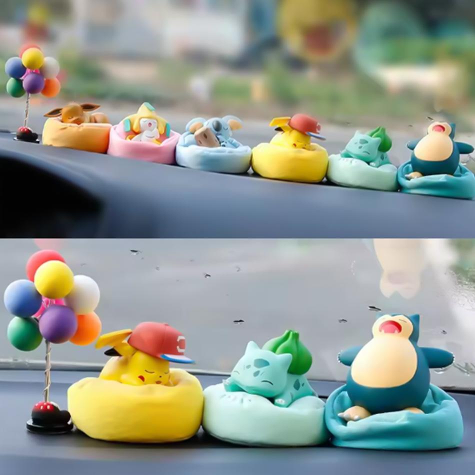 1-12pcs Pok  mon  Pikachu  Action Dolls  Anime sleep Series Desktop Decorations Pok  mon Toys ornament Birthday Gif