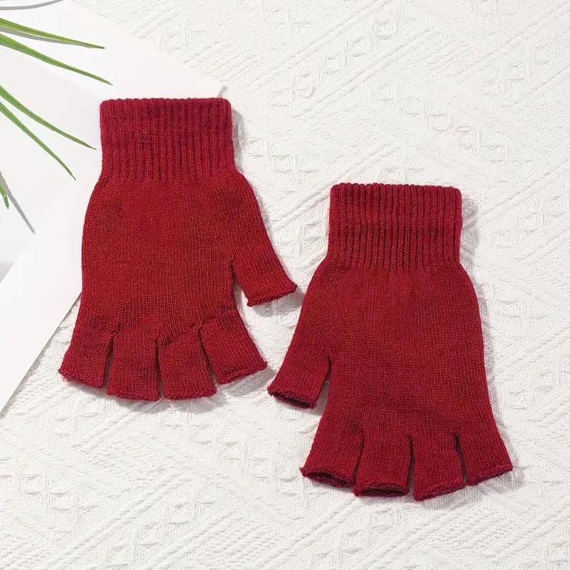 Unisex Touchscreen-Compatible Fingerless Knit Gloves for Autumn/Winter