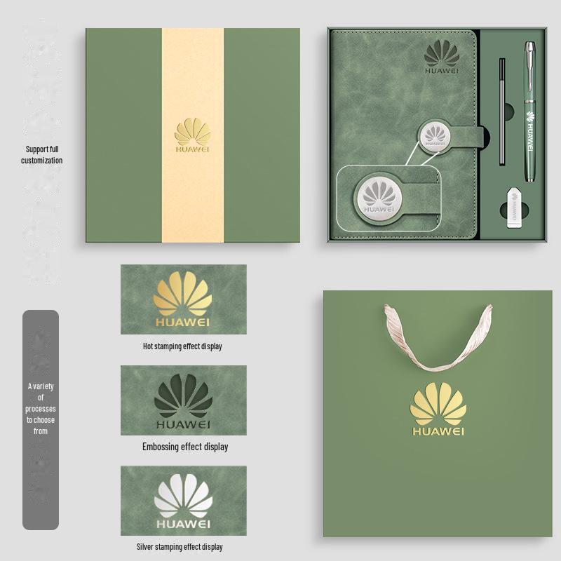 Set de regalo de cuaderno retro de alta gama: Incluye bloc de notas con hebilla redonda, manual, unidad USB y cierre magnético para reuniones de negocios.