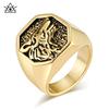 Punk Gold Color Odin Wolf Signet Rings Men Stainless Steel Norse Mythology Amulet Ring Retro Icelandic Jewelry