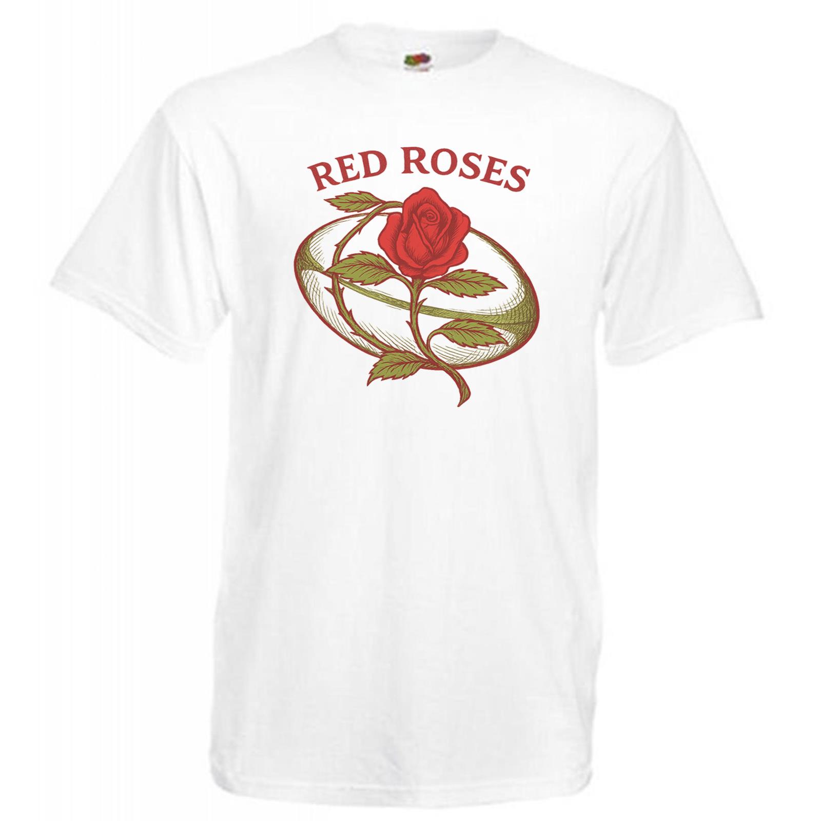 Adults England Sports Red Rugby Rose Logo Unisex White TShirt 2XL