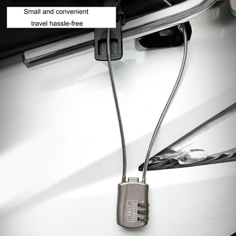Motorcycle Helmets Lock, Combination Passwords Lock Cable Padlock Cable Lock for Cycling Helmets Travel Luggage Security