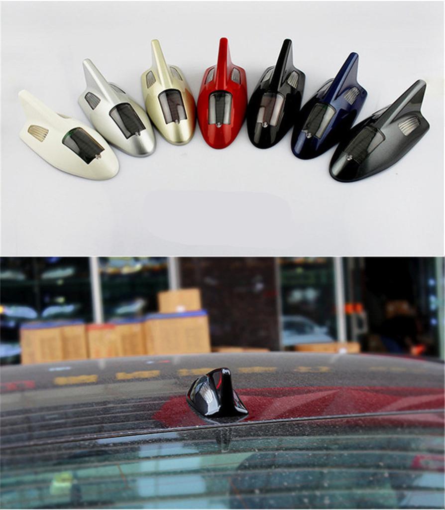 Solar Power Shark Fin Anti-rear-end Warning Lamp LED Decoration Strobe Lamp Gray