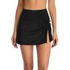 High Waist Ruched Side Tie Swim Skirt with Built-in Briefs Neon Pink Swimwear Bottom