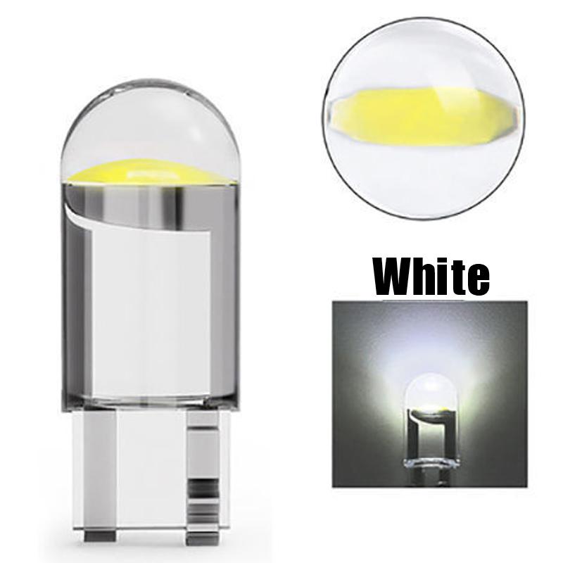 10PCS Car LED COB Bulb T10 W5W Signal Light 12V 7500K White Auto Interior Dome Reading License Plate Lamps Wedge Side Bulbs