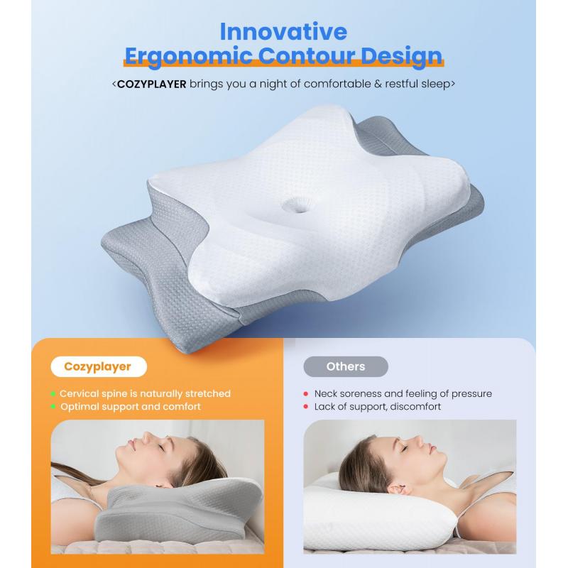 Memory Foam Pillows Smooth cool Ergonomic Neck Support Pillow For Pain Relief High Elastic Soft Washable Home Pillows Bedding