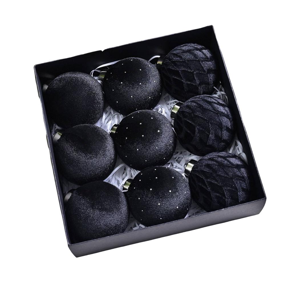 9-pack Christmas Ball Pendants, Special-shaped Flocking Painted Balls, Christmas Party Venue Decorations