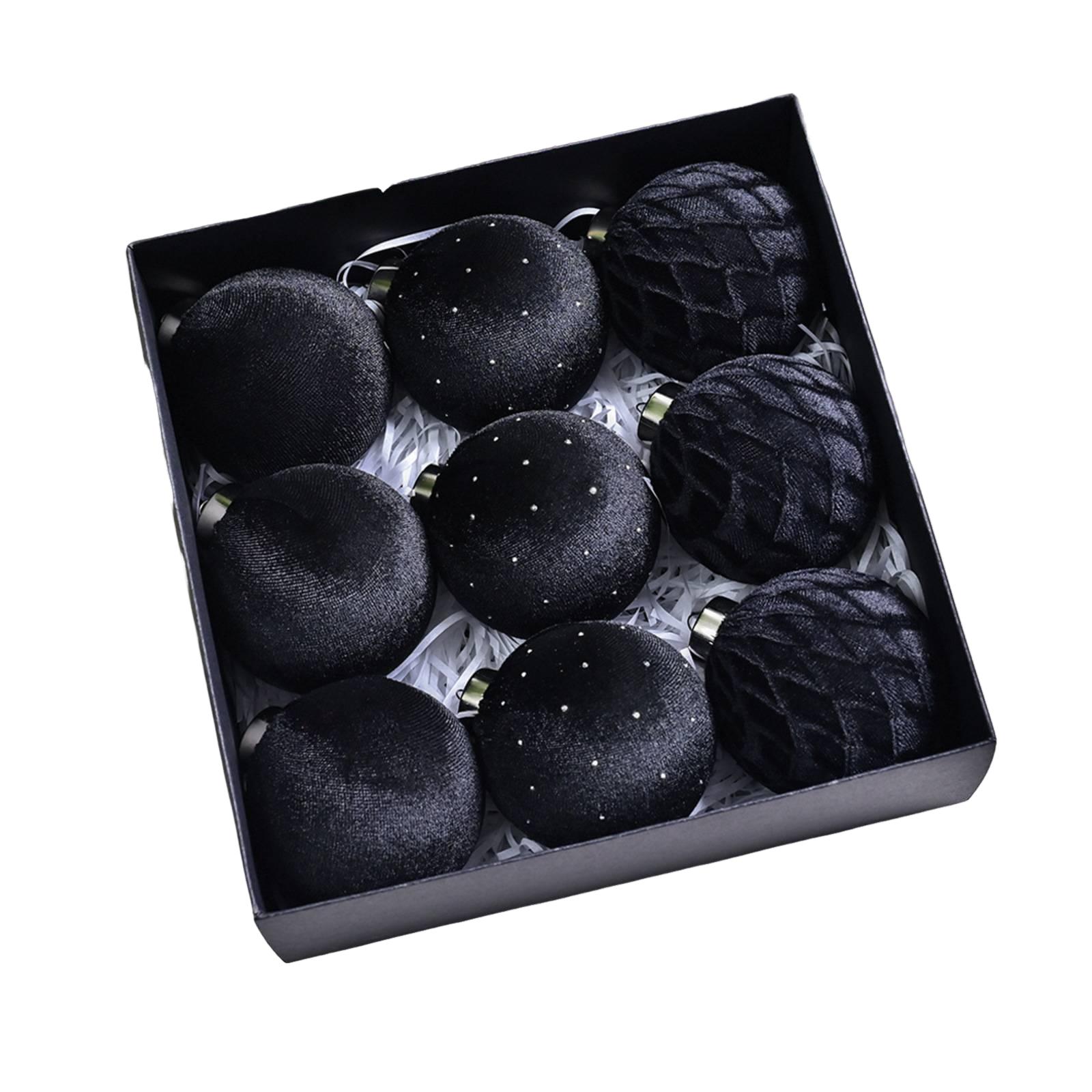 

Набор из 9 подвесок в виде рождественских шаров, флокированные шары особой формы с росписью, украшения для места проведения рождественской вечеринки One Size чёрный