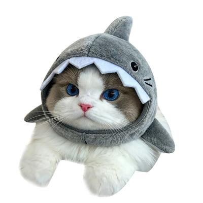 Urocza Czapka Rekin Kot Pet Kostium Czapka Regulowana Pluszowa Czapka Rekin Kociak Zabawny Dodatek do Stroju na Święta Imprezy Fotografię Cosplay