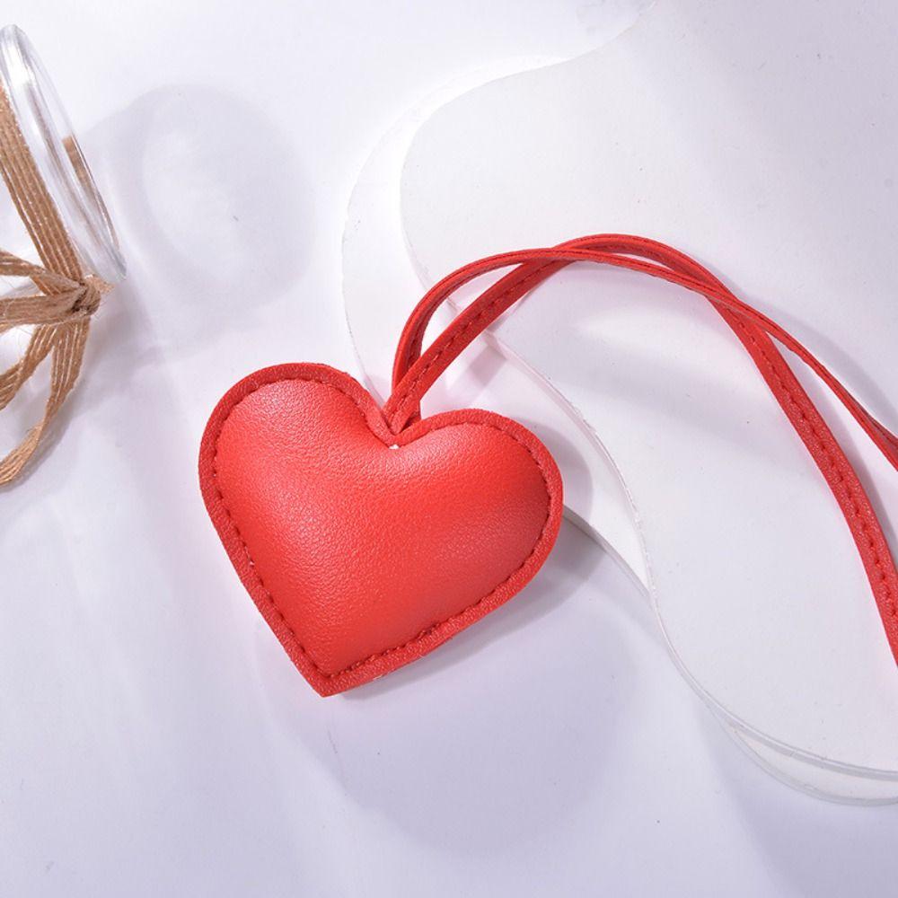 Car Keyring Heart Keychain PU Leather Bag Pendant Multi-color PU Leather Hanger  Women
