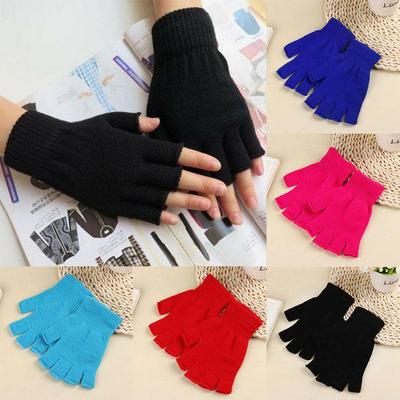 1Pair Women Men Couple Warm Knitted Gloves Fingerless Winter Hand Warmers Soft Thermal