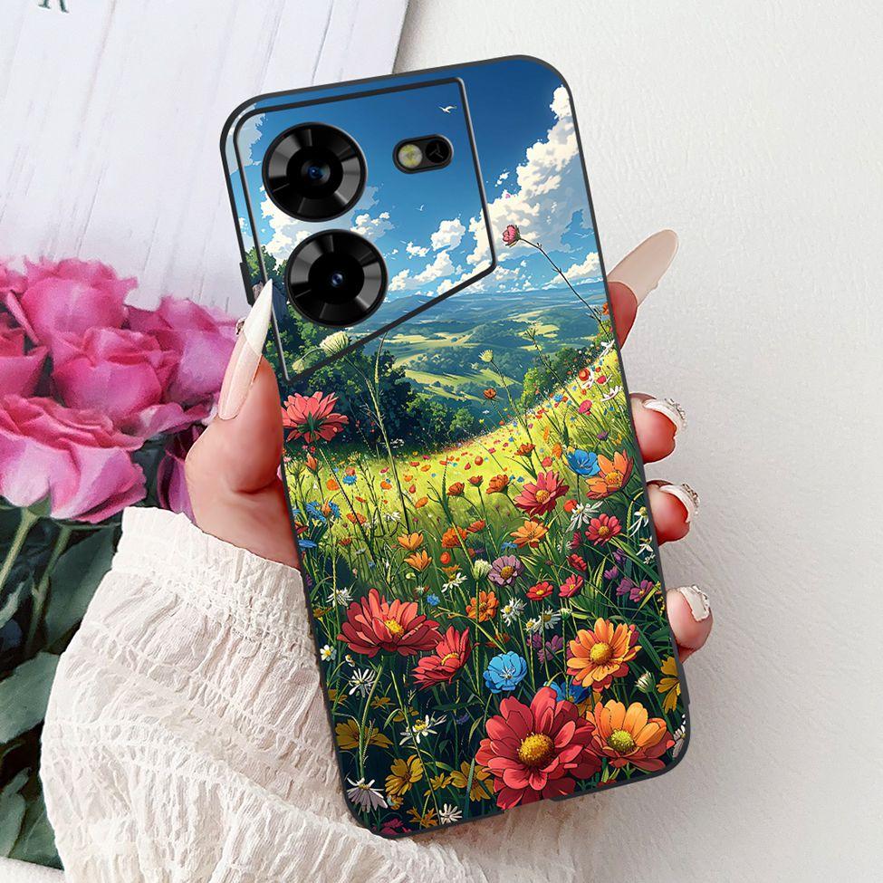 Cover For Tecno Pova 5 Case LH7n Silicone Cute Cat Fashion Flowers Luxury Painted Casing For Techno Pova 5 Phone Case Bumper