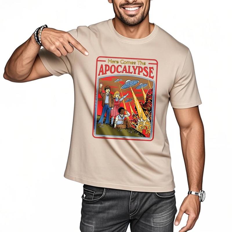 Men cotton tshirt Black summer For her t shirt Here Comes The Apocalypse Short Sleeve Soft O Neck Teeshirt Brand t shirt