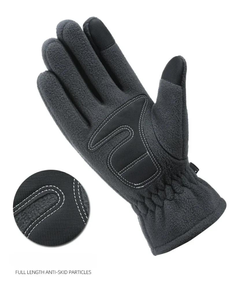 Guantes de invierno para hombre, de forro polar, de gel de sílice, antideslizantes, para conducir con pantalla táctil y terciopelo grueso y cálido, para ciclismo deportivo, accesorios