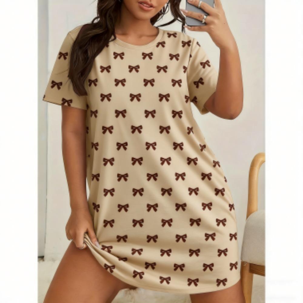 3D Print For Women Short Sleeve Sleepwear Dresses Loose Casual Fit Tee Nightwear Home Clothes Nightie Loungewear Dresses