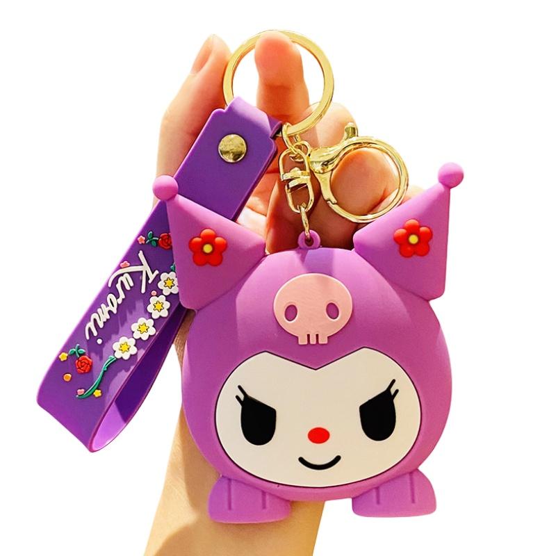 Cute Cartoon Sanrio Mirror Keychain Lovely And Creative Silicone Car Accessories Wholesale Kuromi