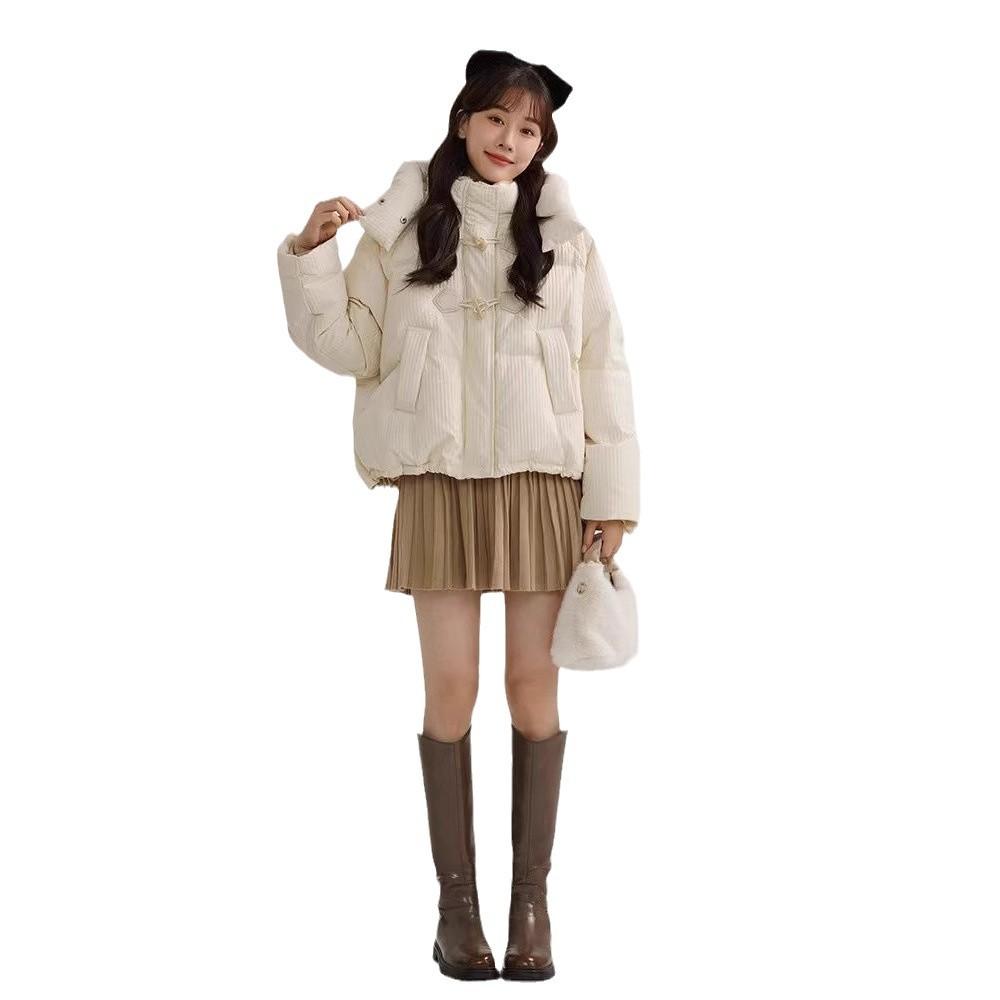 Cotton clothes women's short down cotton-padded clothes women's three-proof warm horn buckle small coat tide