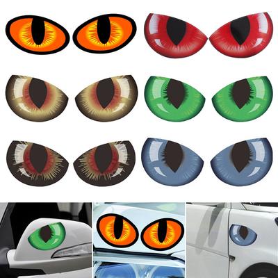 2 szt. Samochodowa naklejka 3D stereo odblaskowe oczy Kreatywna naklejka na lusterko wsteczne Naklejki Oczy
