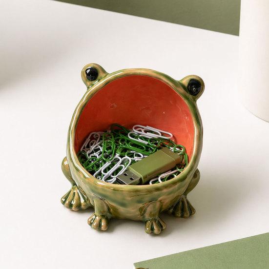 Big Mouth Frog Storage Box, Candy Dish Key Organizer Bowl for Entryway Table, Animal Shape Jewelry Tray for Home Office Kitchen Decor