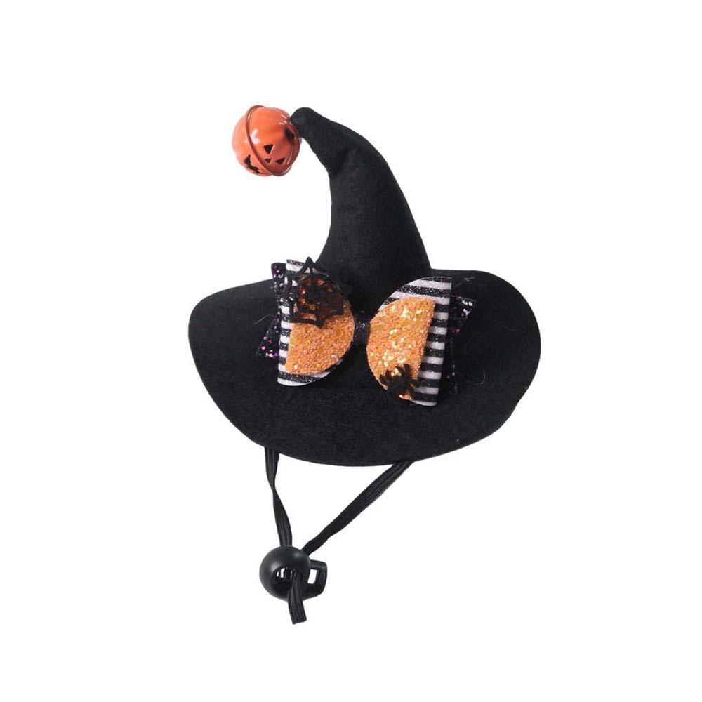 With Bell Cat Wizard Cap Sequin Bowknot Dog Halloween Headwear Pet Witch Hat Festival Carnival