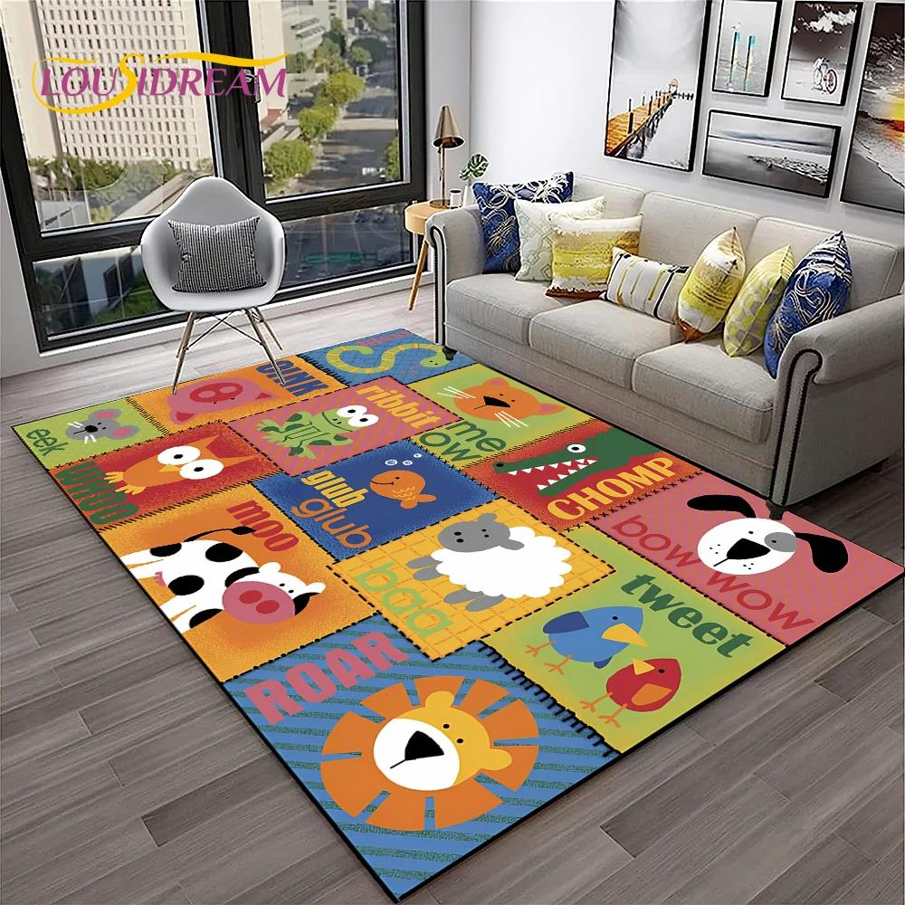 Alphabet ABC Early Education Cartoon Kids Playroom Children Crawling Rug Carpet for Living Room Bedroom Decor,Non-slip for Sofa