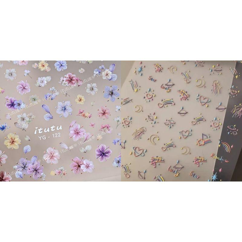 

Stickers Paper Net Red Artificial Dried Flower Three-Dimensional Micro Relief Nail Stickers Paper Spring New Arrival Nail Sticker Flower Ornaments Dried Flower Sticker + Planet Aurora (2 in total)