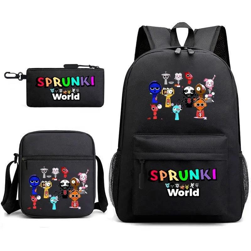 Anime Cartoon Backpack Sprunki Large Capacity Primary School Student Schoolbag Satchel Pencil Case