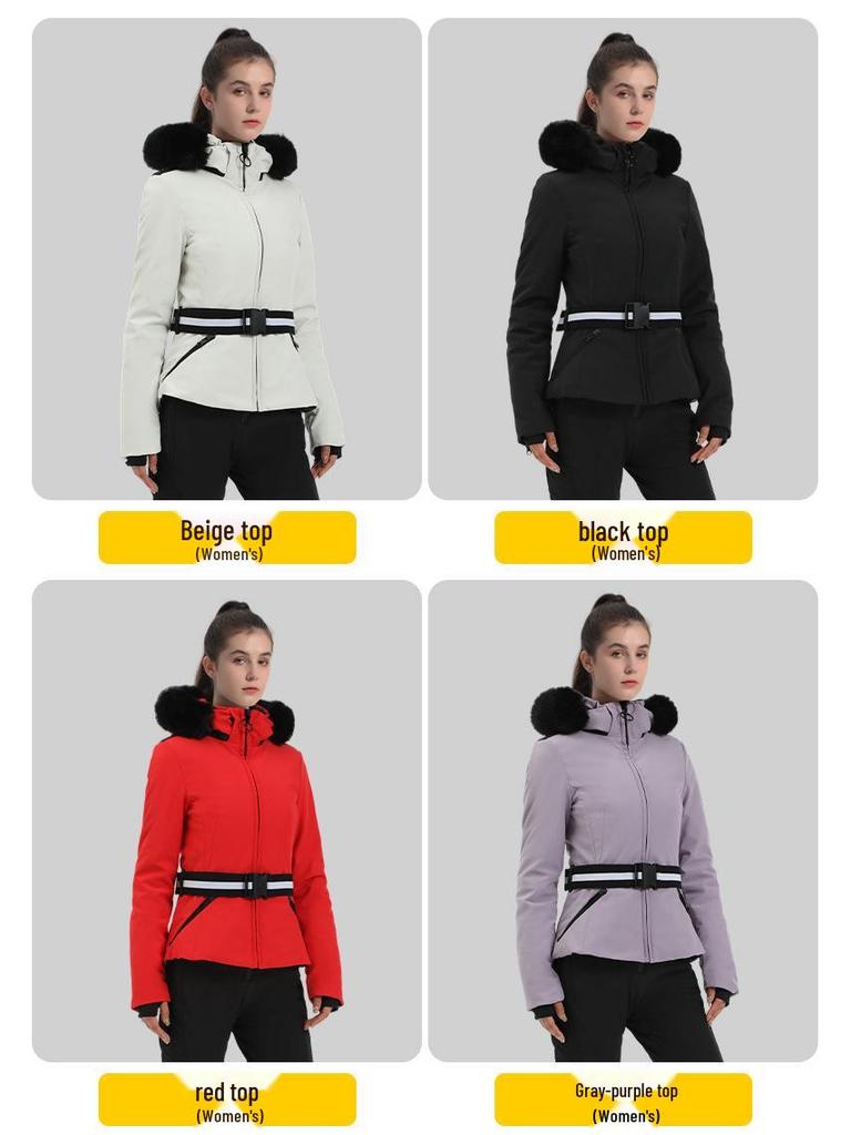 Women's Extreme Cold Double Board Ski Suit: Windproof, Down-Insulated, Warm Ski Jacket