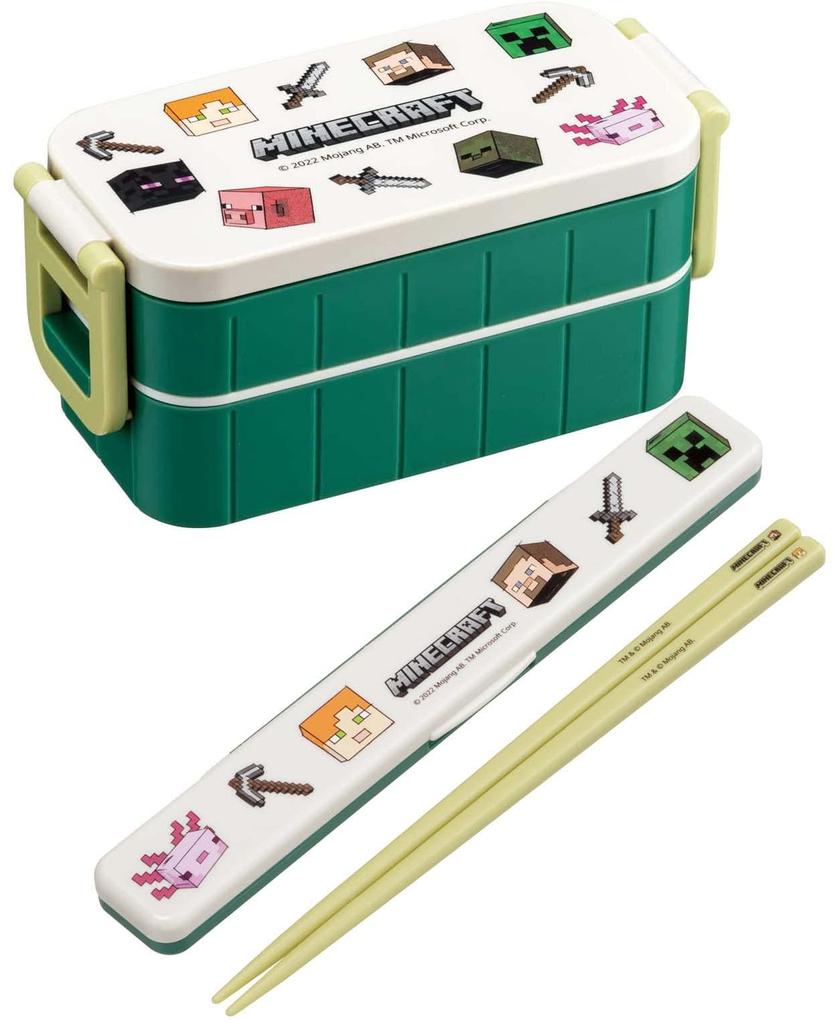 Skater Bento Box Minecraft Explorer 600ml Antibacterial 2 Tier for Women Made in Japan YZW3AG-A