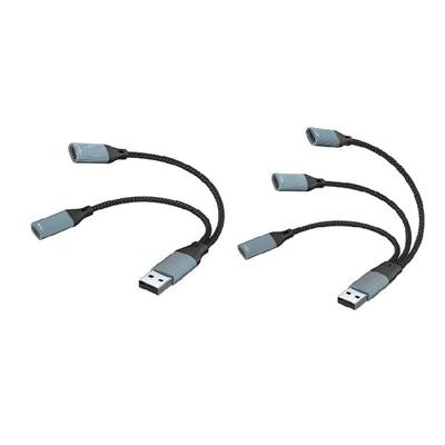 USB Y Splitter Cable for Charging USB Male To 2/3 Type C Female Extender Cable Data Charging Split Adapter for Laptop