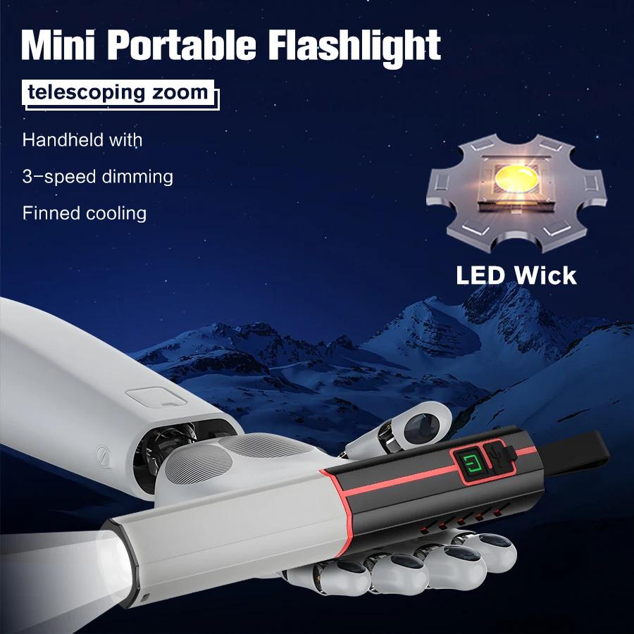 High Strong Power Zoom LED Flashlight,18650 Battery,Portable Tactical Torch Light,USB Charging,Camping Fishing Emergency Lantern