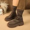 Loose Soft Leather Women's Boots Soft Elastic Sole Not Tired Feet Warm Breathable Thick Bottom Height Increase Fashion Comfortable Martin Boots