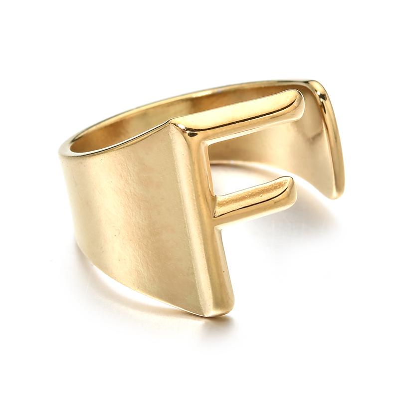 Stainless Steel Retro Letter Ring: European, American, Japanese & Korean Influenced Fashion