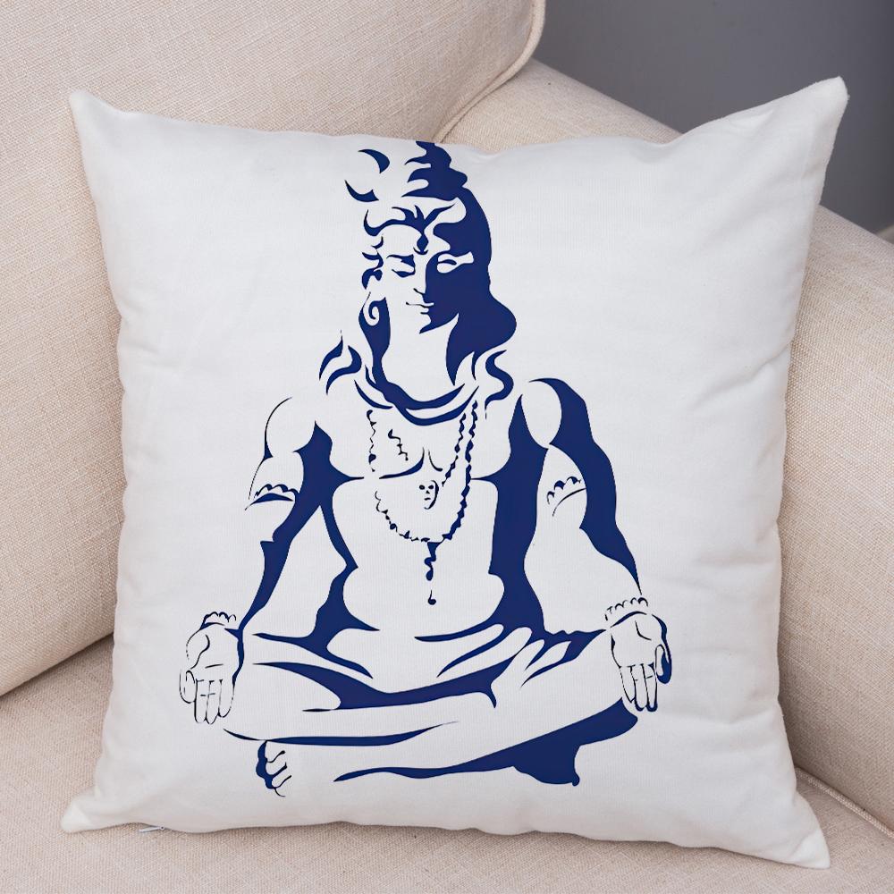 Indischer Gott Ganesha Kissenbezug Bunt Psychedelischer Kunstdruck Weiche Leinen Yoga Raum Heimdekoration Kissenhülle