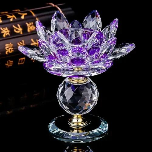 Household Colorful Crystal Lotus Candlestick, Butter Lamp Holder, Buddha Offering Lamp, Interior Decoration, Buddha Hall, Prayer