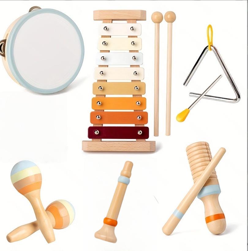 

2025 Wooden Hand-Shaking Orff Instruments Baby Soothing Toy for Infants (0-1 Year)