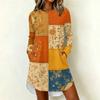 Women's Casual Floral Print Long Sleeve Round Neck Dress