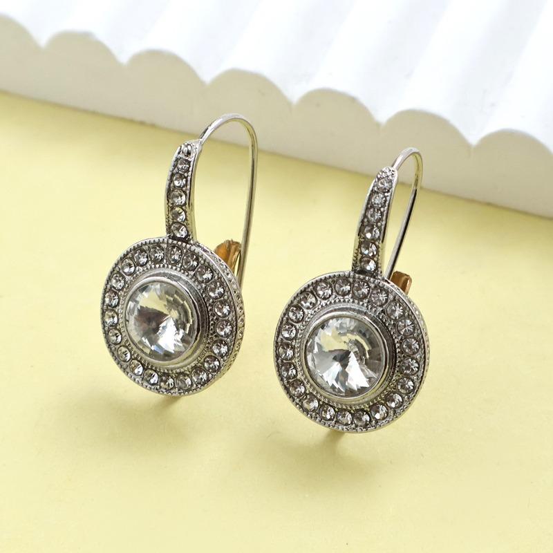 Huajie Ретро Серьги-кольца с инкрустацией крупными цирконами для женщин Классический Элегантный Женский Кафф Мода