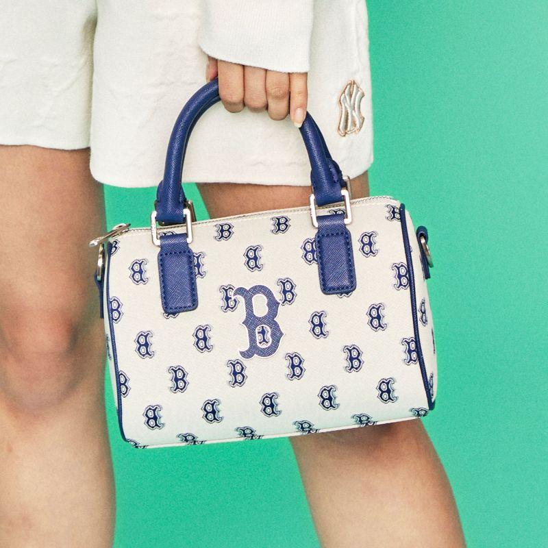 MLB Polyester Letter Bag, Portable Crossbody Bag, Shoulder Bag Women's Blue Gray Casual 3ABWS013N-43BGL