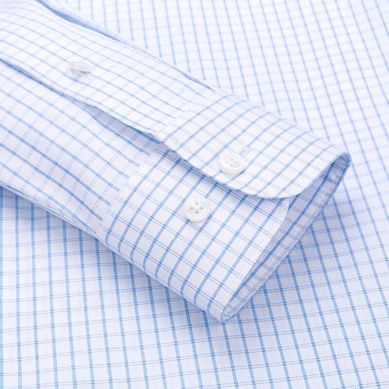 FIRS Men's Mulberry Silk Blend Non-Iron Plaid Long Sleeve Shirt