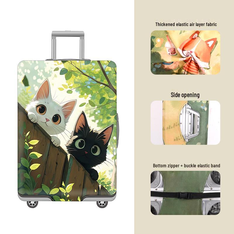 Elastic Zippered Travel Suitcase Protective Cover - Durable, Printed, and Wear-Resistant