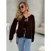 Women Solid Knit Sweater Cardigan Full Sleeve Lace Up Thick Jumper Casual Elegant Coat Sweaters Regular Autumn