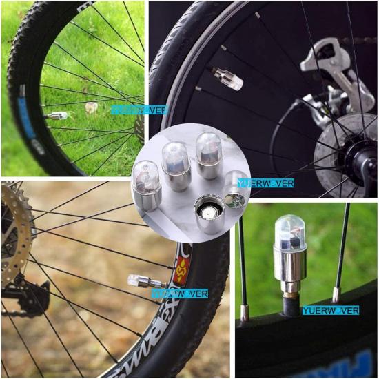 4 Pack LED Valve Stem Caps Lights for Car Tires Wheel Assemblies Auto Motion Light up in Dark Air Neon Bicycle Motorcycle Tyre Bike Truck Golf Cart