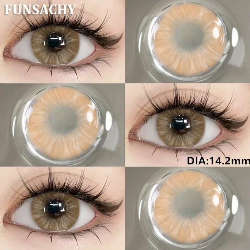 FUNSACHY 2 st Naturliga Kontaktlinser för Ögon Färgade Blå Kontaktlinser Grå Vacker Pupill Grön Lins Ögonmakeup Koreanska Linser